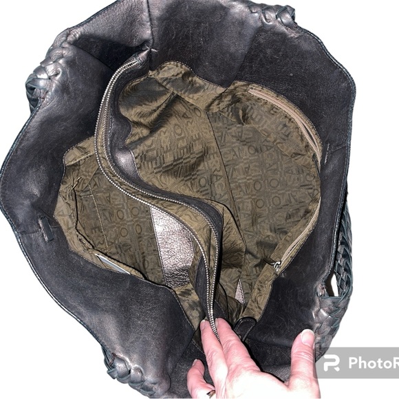 Salvatore Ferragamo Perforated Logo Metallic Bronze Ganchini Leather Tote Bag - Picture 5 of 17